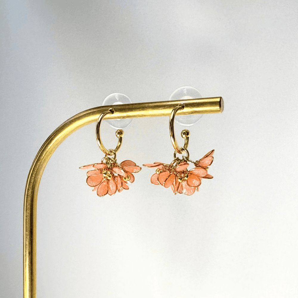 【金木犀/キンモクセイ】2wayフープピアス 揺れるオレンジ 金属アレルギー サージカルステンレス 受注生産 | 2枚目